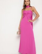 new collection Rochie Fuchsia Cambrată Decorată Cu Șal și Cu Pliuri Melovea