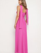 new collection Rochie Fuchsia Cambrată Decorată Cu Șal și Cu Pliuri Melovea