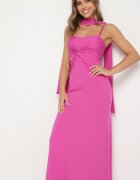 new collection Rochie Fuchsia Cambrată Decorată Cu Șal și Cu Pliuri Melovea