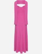 new collection Rochie Fuchsia Cambrată Decorată Cu Șal și Cu Pliuri Melovea