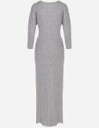 new collection Rochie Gri cu Viscoză Decorată cu Legătură și Fir Metalic Ellinira