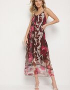 new collection Rochie Maro de Plasă cu Viscoză cu model floral Izaleira