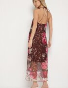 new collection Rochie Maro de Plasă cu Viscoză cu model floral Izaleira