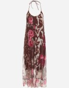 new collection Rochie Maro de Plasă cu Viscoză cu model floral Izaleira