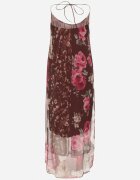 new collection Rochie Maro de Plasă cu Viscoză cu model floral Izaleira