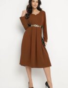 new collection Rochie Maro Evazată de Seară cu Decolteu Ascuțit Temithiel