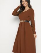 new collection Rochie Maro Evazată de Seară cu Decolteu Ascuțit Temithiel