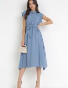 new collection Rochie Midi Albastră închisă cu nasturi cu cordon Alyssama