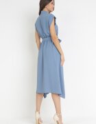 new collection Rochie Midi Albastră închisă cu nasturi cu cordon Alyssama