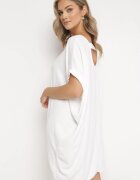 new collection Rochie Mini Albă cu Mânecă Scurtă cu Croială Liliac Kharson