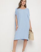 new collection Rochie Mini Albastră cu mâneci scurte cu croială tip liliac Kharson