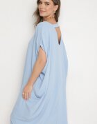 new collection Rochie Mini Albastră cu mâneci scurte cu croială tip liliac Kharson