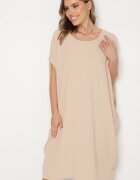 new collection Rochie Mini Bej cu Mânecă Scurtă cu Fason Liliac Kharson