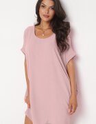 new collection Rochie Mini Roz cu Mânecă Scurtă cu Croială Lalea Kharson