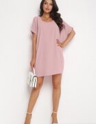 new collection Rochie Mini Roz cu Mânecă Scurtă cu Croială Lalea Kharson