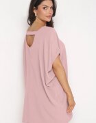 new collection Rochie Mini Roz cu Mânecă Scurtă cu Croială Lalea Kharson