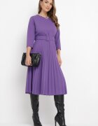 new collection Rochie mov închis plisată cu centură Gonge