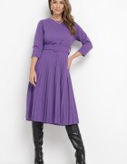 new collection Rochie mov închis plisată cu centură Gonge