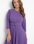 new collection Rochie mov închis plisată cu centură Gonge