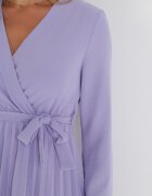new collection Rochie Mov Plisată cu Decolteu Petrecut și Curea Minesia