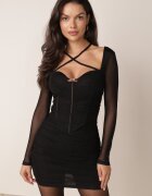 new collection Rochie Mulată Neagră tip corset cu drapaje Nyahi