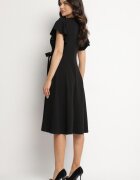 new collection Rochie Neagră Cloș Tip plic cu legătură în talie Dannila