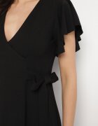 new collection Rochie Neagră Cloș Tip plic cu legătură în talie Dannila
