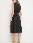 new collection Rochie neagră cu croi de cămașă fără mâneci cu cordon legat Liriora