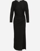 new collection Rochie Neagră cu Viscoză Decorată cu Legătură și Fir Metalic Ellinira