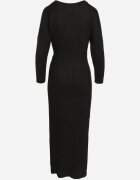 new collection Rochie Neagră cu Viscoză Decorată cu Legătură și Fir Metalic Ellinira