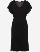 new collection Rochie Neagră Plisată cu Croi Cloș și Decolteu în V Rissara
