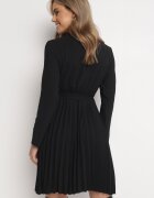 new collection Rochie Neagră Plisată cu Decolteu tip plic și Curea Minesia