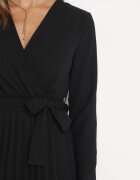 new collection Rochie Neagră Plisată cu Decolteu tip plic și Curea Minesia