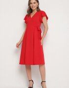 new collection Rochie roșie cloș tip plic cu legătură în talie Dannila