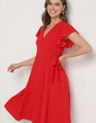 new collection Rochie roșie cloș tip plic cu legătură în talie Dannila