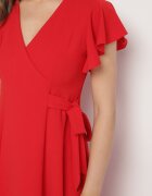 new collection Rochie roșie cloș tip plic cu legătură în talie Dannila