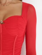 new collection Rochie Roșie Mulată Tip Corset Cu Drapaje Nyahi