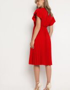 new collection Rochie Roșie Plisată cu croială evazată și decolteu în V Rissara