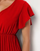 new collection Rochie Roșie Plisată cu croială evazată și decolteu în V Rissara