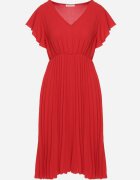 new collection Rochie Roșie Plisată cu croială evazată și decolteu în V Rissara