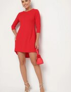 new collection Rochie roșie trapez cu spate mai lung Gemirina
