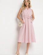 new collection Rochie Roz cu croială tip cămașă Fără mâneci cu cordon legat Liriora