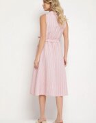 new collection Rochie Roz cu croială tip cămașă Fără mâneci cu cordon legat Liriora