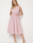 new collection Rochie Roz cu croială tip cămașă Fără mâneci cu cordon legat Liriora