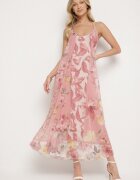 new collection Rochie Roz de plasă din Viscoză cu imprimeu floral Izaleira