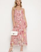 new collection Rochie Roz de plasă din Viscoză cu imprimeu floral Izaleira