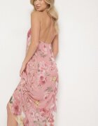 new collection Rochie Roz de plasă din Viscoză cu imprimeu floral Izaleira
