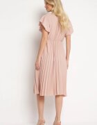 new collection Rochie Roz închis Plisată cu Croială Evazată și Decolteu Triunghiular Rissara