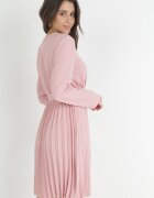 new collection Rochie Roz închis Plisată cu Decolteu Petrecut și Curea Minesia