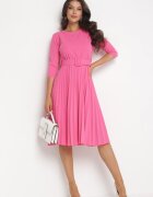 new collection Rochie Roz Plisată cu Centură Gonge